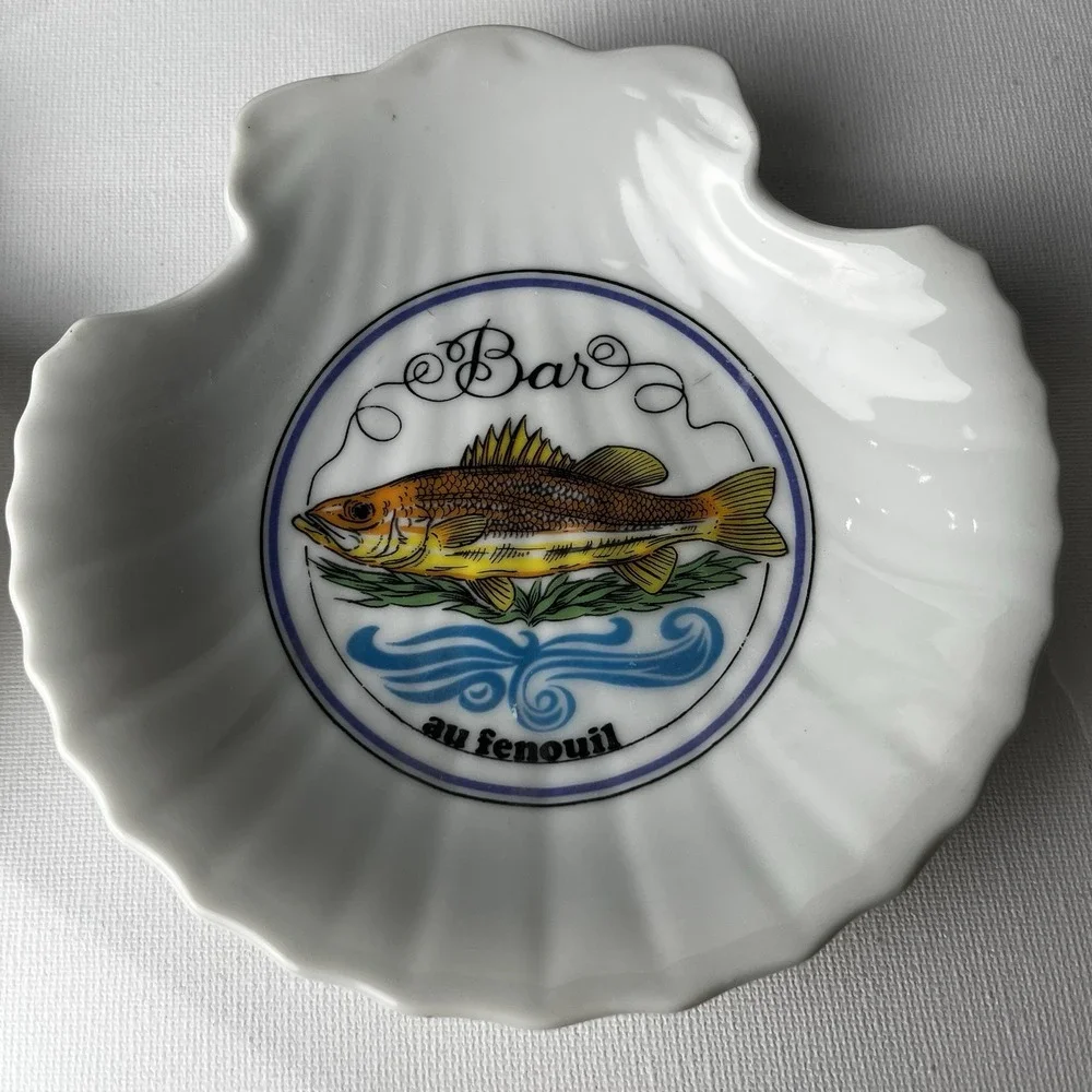 Vintage‎ Concha French Seafood Bone Dishes Set 6 Shell Fish Plates Jacques